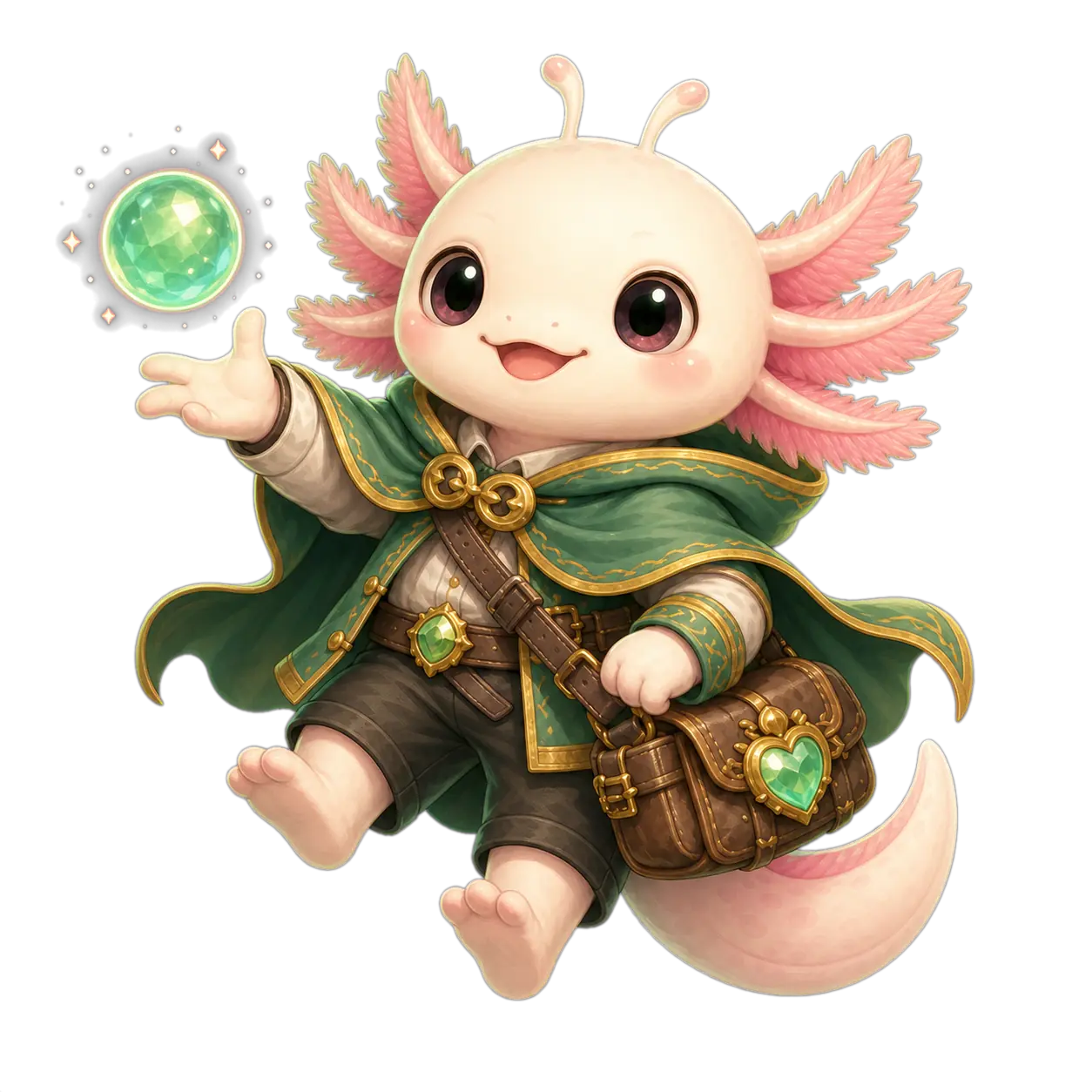 Happy AXO pet with a glowing intelligence orb